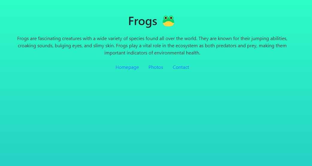 image of a website about frogs